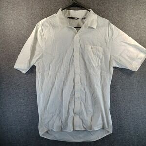 Travis Mathew Stretch Golf Shirt Men L White Sprinkles Pocket Button Up‎ Light